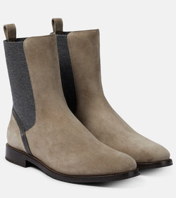 Brunello Cucinelli Embellished suede Chelsea boots