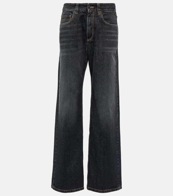 Brunello Cucinelli Embellished wide-leg jeans