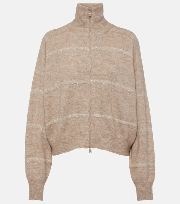 Brunello Cucinelli Embellished zip-up sweater