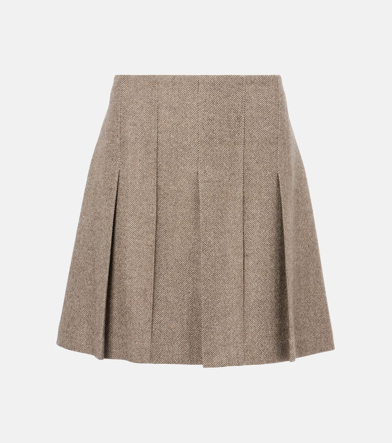 Brunello Cucinelli Herringbone wool-blend miniskirt