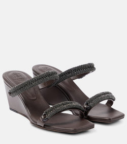 Brunello Cucinelli Leather wedge sandals | LYBSTORE