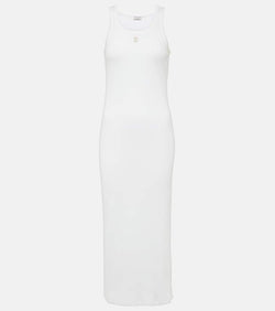 Brunello Cucinelli Logo embroidered cotton midi dress