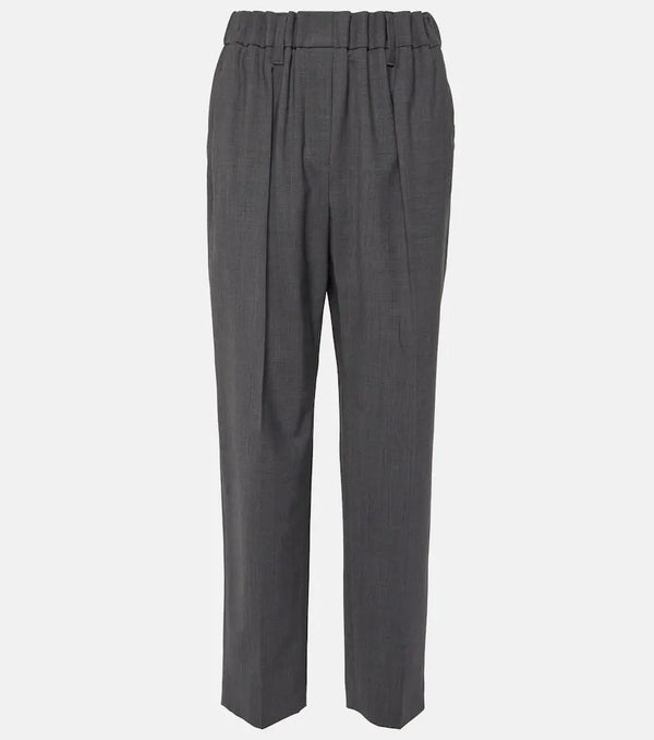 Brunello Cucinelli Mid-rise wool-blend straight pants | LYBSTORE