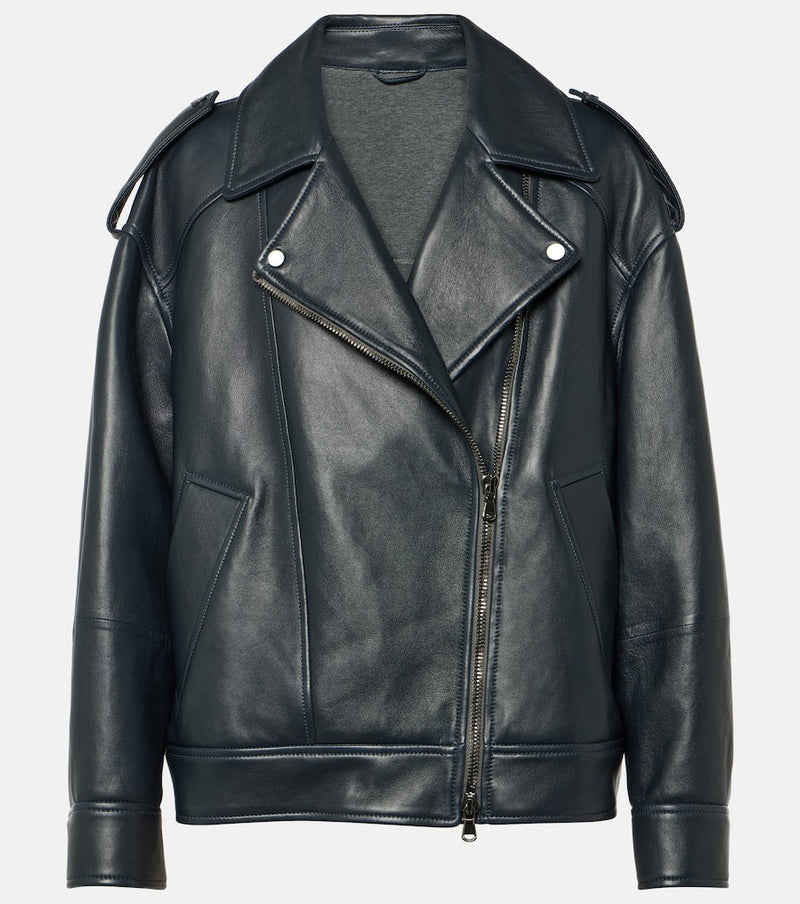 Brunello Cucinelli Oversized leather biker jacket