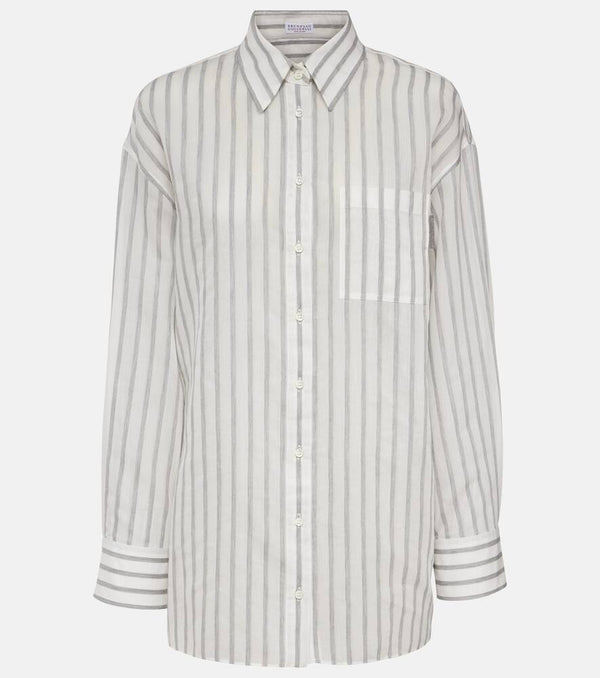 Brunello Cucinelli Oversized striped cotton and silk shirt