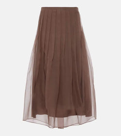 Brunello Cucinelli Pleated silk organza midi skirt