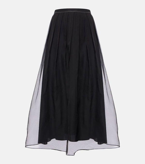 Brunello Cucinelli Pleated silk organza midi skirt