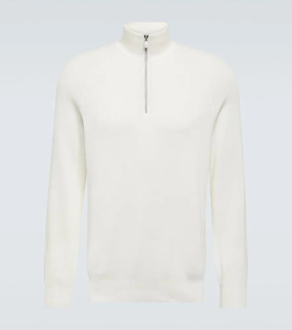 Brunello Cucinelli Ribbed-knit cotton half-zip sweater