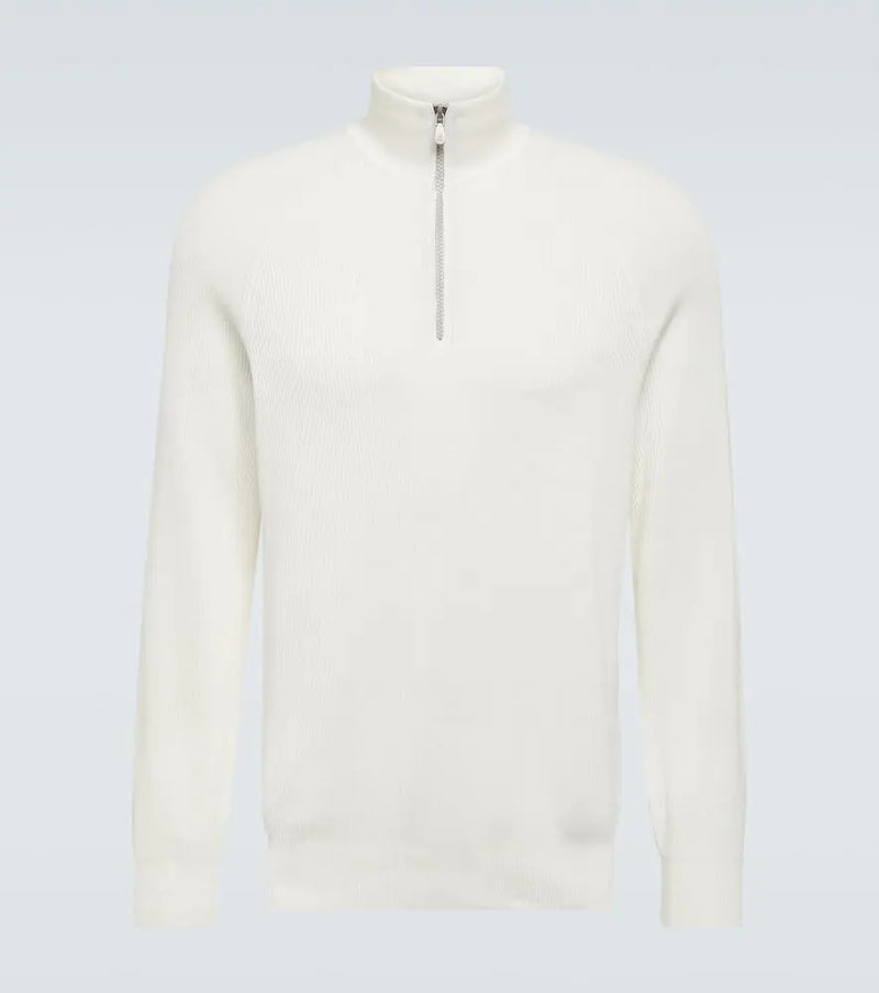 Brunello Cucinelli Ribbed-knit cotton half-zip sweater