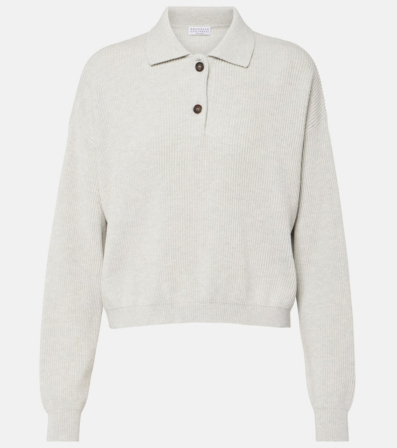 Brunello Cucinelli Ribbed-knit cotton polo sweater