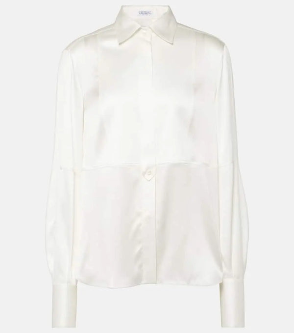 Brunello Cucinelli Silk-blend satin blouse | LYBSTORE