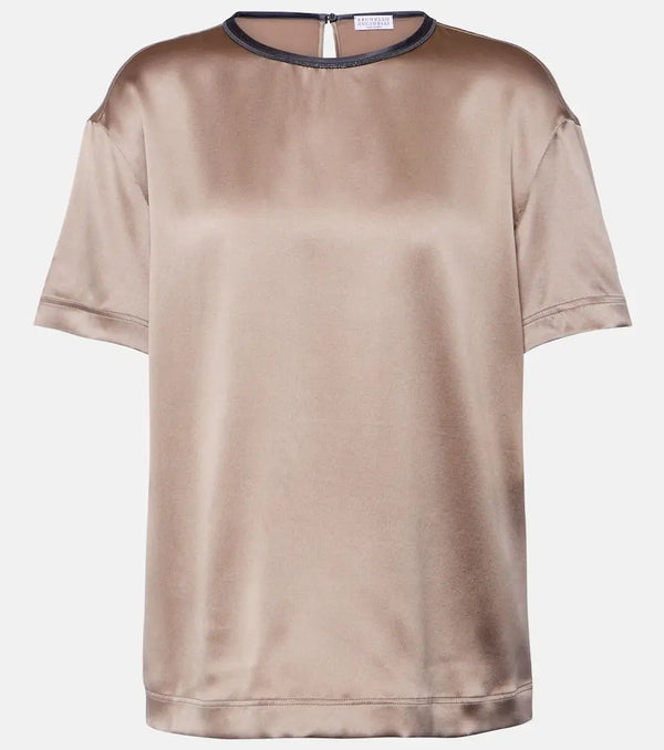 Brunello Cucinelli Silk-blend satin top | LYBSTORE