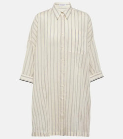 Brunello Cucinelli Striped cotton and silk shirt | LYBSTORE