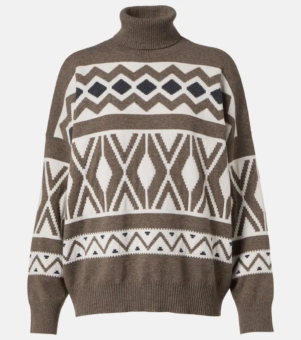 Brunello Cucinelli Wool, cashmere, and silk jacquard sweater