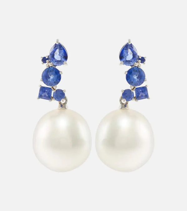 Bucherer Fine Jewellery Romance 18kt white gold earrings with sapphires and pearls | LYBSTORE