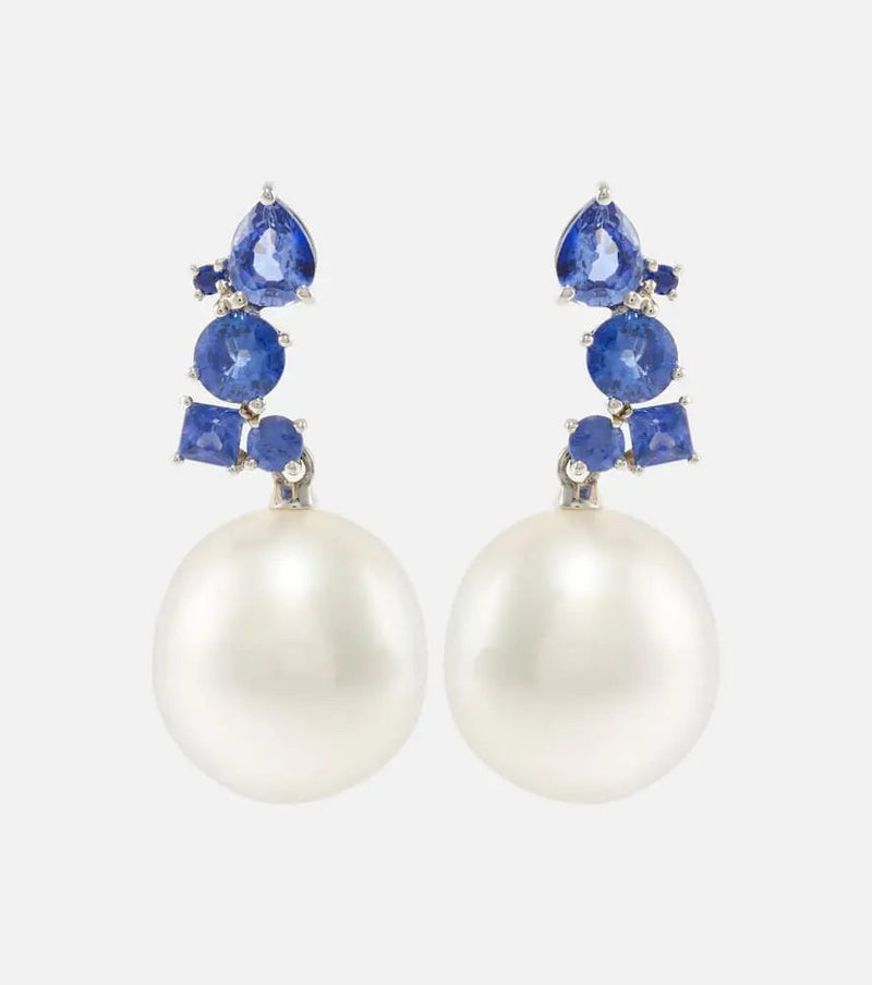 Bucherer Fine Jewellery Romance 18kt white gold earrings with sapphires and pearls | LYBSTORE