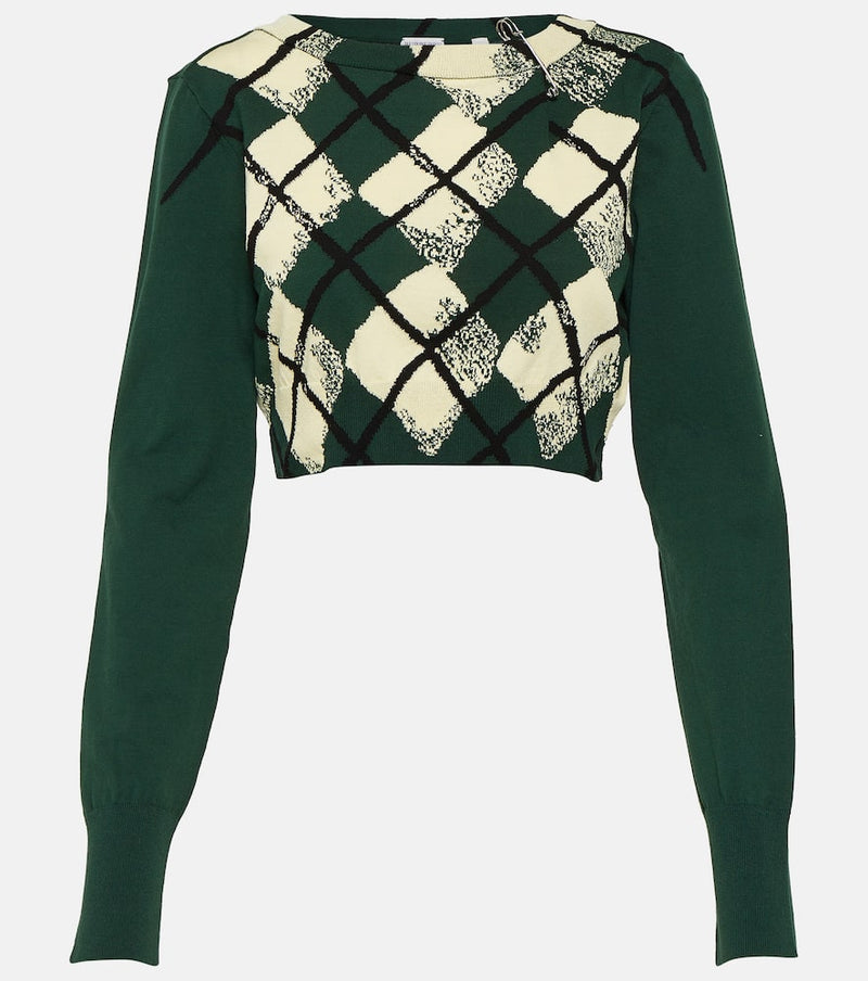 Burberry Argyle cropped cotton sweater