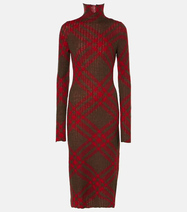 Burberry Burberry Check ribbed-knit midi dress | LYBSTORE