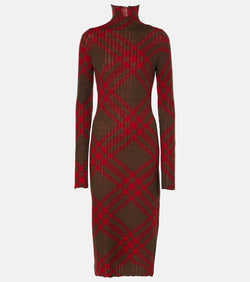 Burberry Burberry Check ribbed-knit midi dress