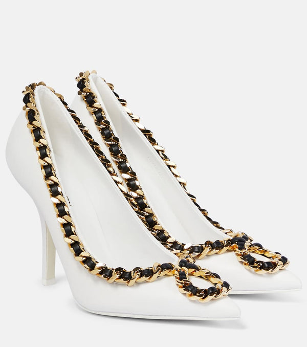 Burberry Chain-trimmed leather pumps