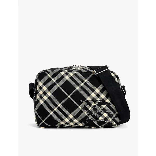 Burberry Check-pattern equestrian motif woven crossbody bag | Burberry