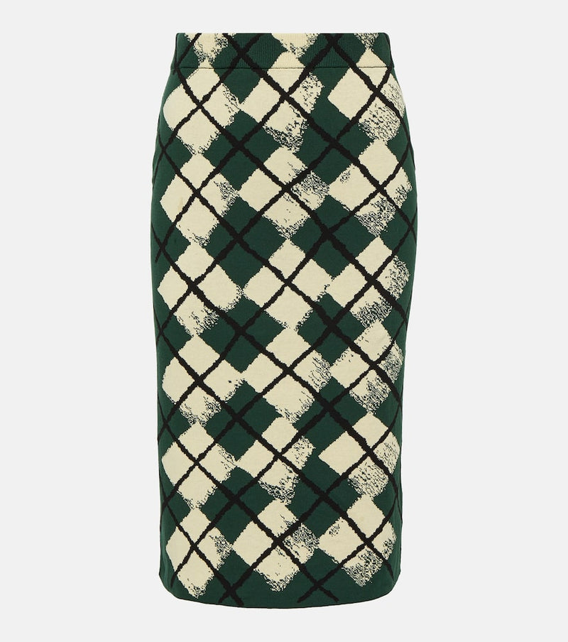 Burberry Checked cotton midi skirt