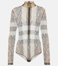 Burberry Checked lace bodysuit