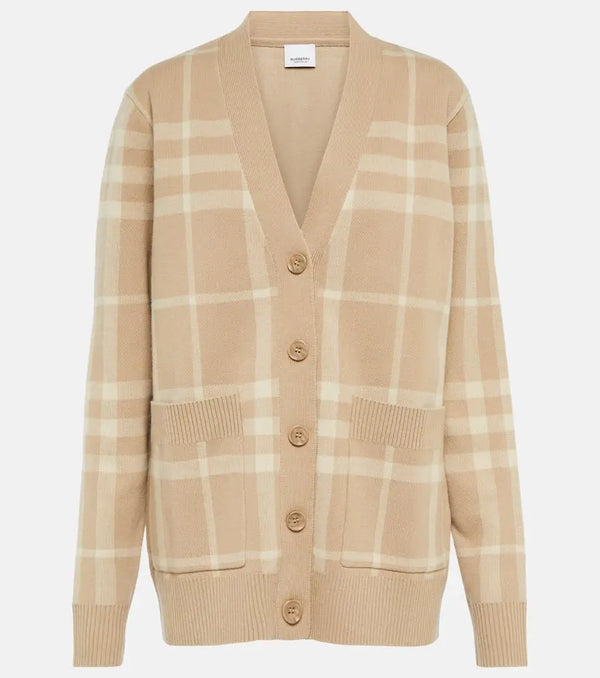 Burberry Checked wool and cashmere cardigan | LYBSTORE