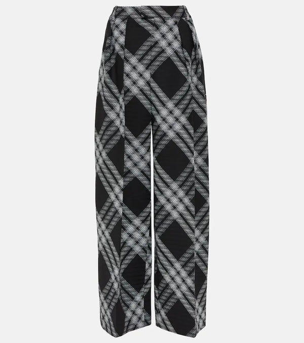 Burberry Checked wool wide-leg pants | LYBSTORE