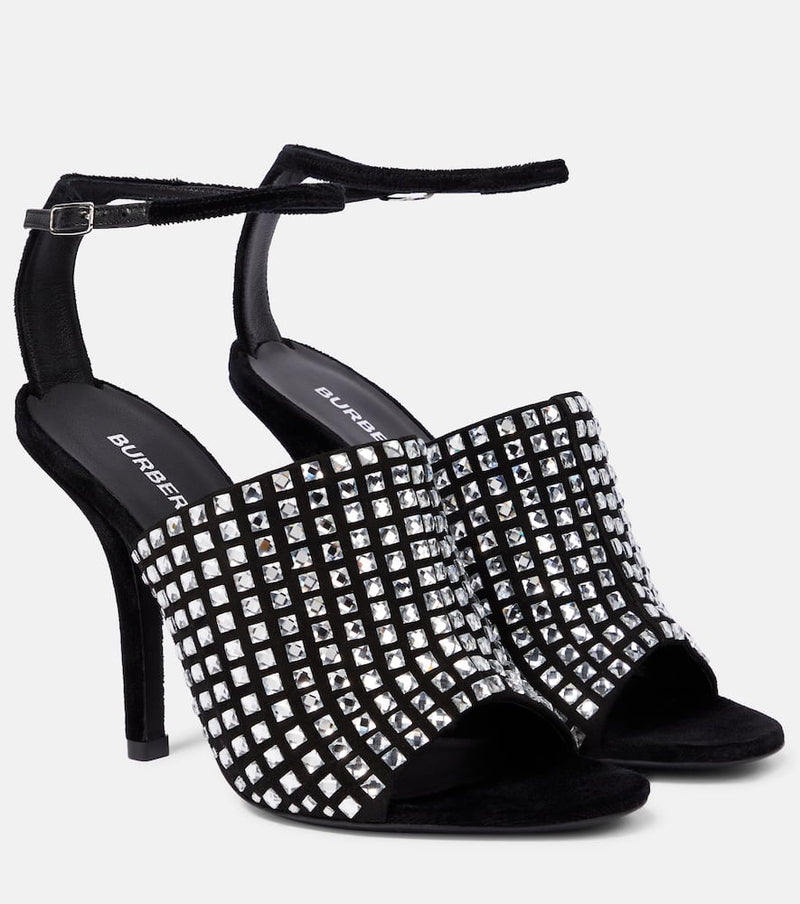 Burberry Crystal-embellished velvet sandals