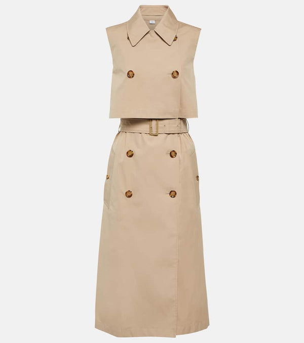 Burberry Double-breasted cotton blend midi dress