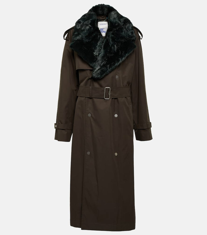 Burberry Faux-fur trimmed cotton coat