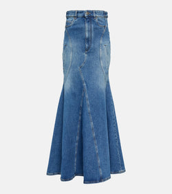 Burberry Flared denim maxi skirt