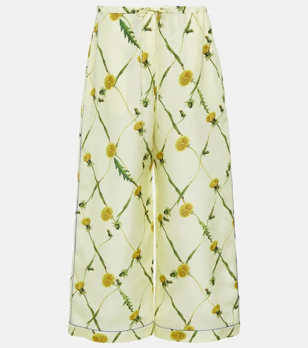 Burberry Floral silk satin wide-leg pants | LYBSTORE