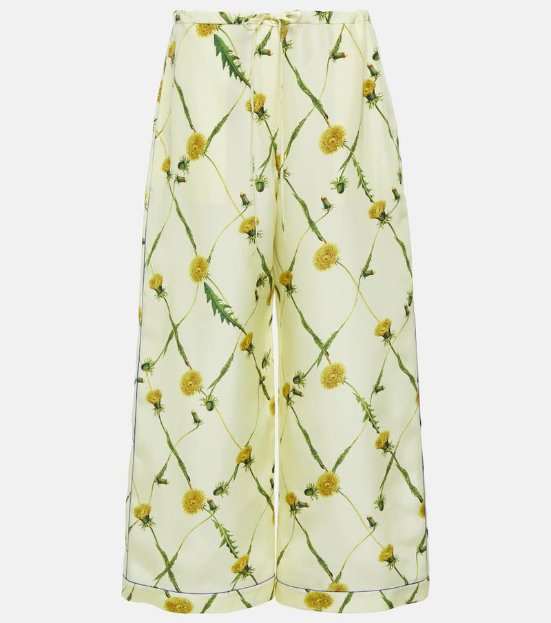 Burberry Floral silk satin wide-leg pants