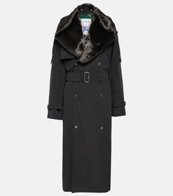 Burberry Kennington faux fur-trimmed trench coat | LYBSTORE