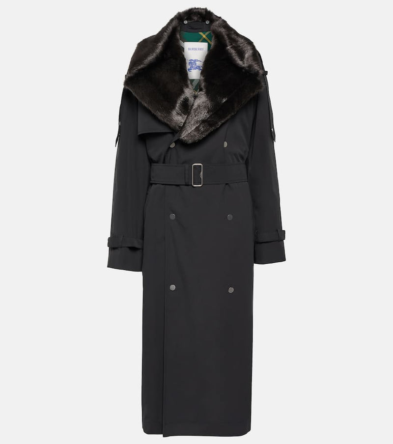 Burberry Kennington faux fur-trimmed trench coat