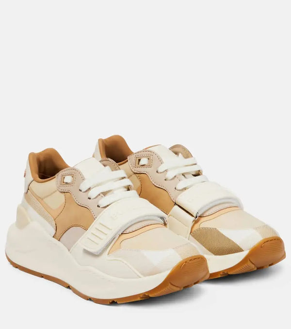 Burberry Leather-paneled sneakers | LYBSTORE