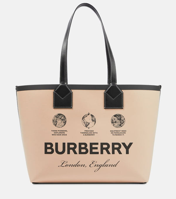 Burberry Medium leather-trimmed canvas tote bag