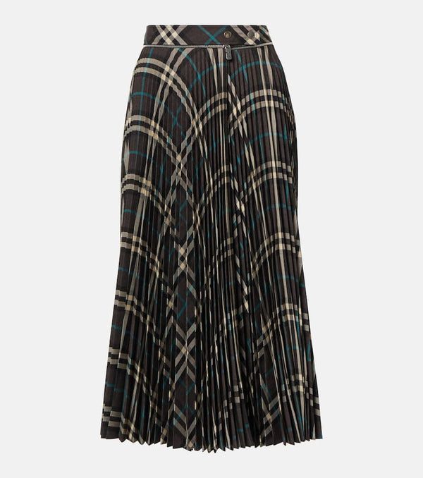 Burberry Pleated checked midi skirt