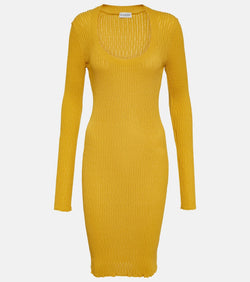 Burberry Ribbed-knit wool-blend midi dress