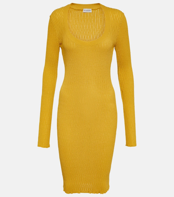 Burberry Ribbed-knit wool-blend midi dress