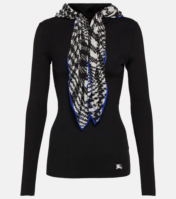 Burberry Scarf-detail ribbed-knit sweater