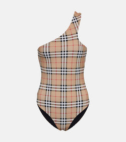 Burberry Vintage check one-shoulder swimsuit