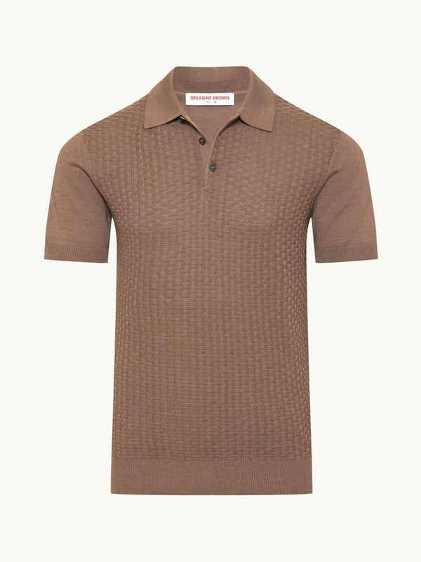 Burnham Silk - Tailored Fit Jacquard Knit Silk-Cotton Polo Shirt Light Plum Wine Colour