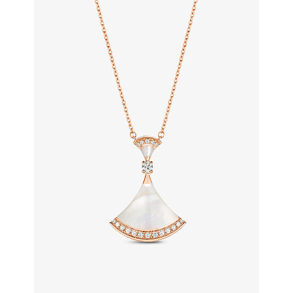 Bvlgari Diva's Dream 18ct rose gold, 0.28ct round-cut pavé diamonds and mother-of-pearl necklace