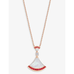 Bvlgari Divas' Dream 18ct rose-gold, mother-of-pearl, pavé ruby and 0.1ct diamond pendant necklace | LYBSTORE