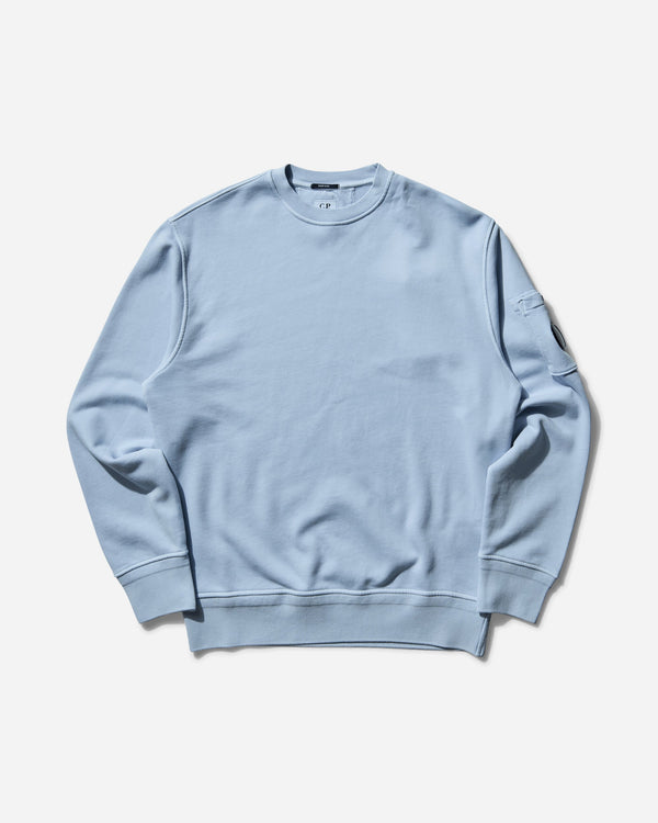 C.P. Company Men s Cotton Diagonal Fleece Crewneck Sweatshirt Cerulean