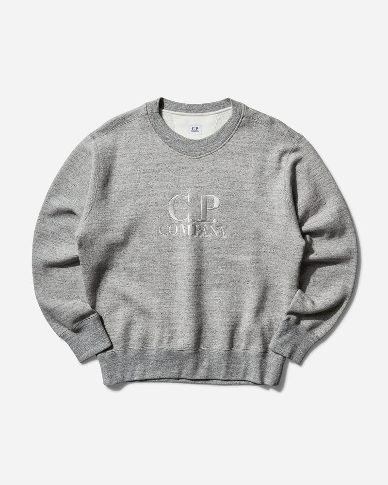 C.P. Company Men s Japanese Mélange Fleece Logo Crewneck Sweatshirt Greystone Melange