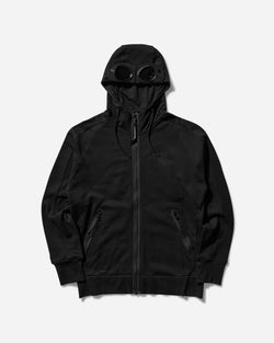 C.P. Company Men s Diagonal Raised Fleece Goggle Zipped Hoodie Black